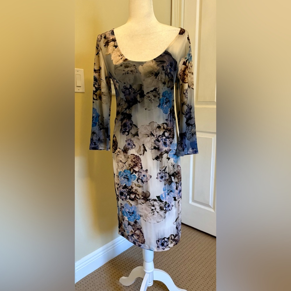 Jean-Pierre Klifa Paris NWT - pull on washable dress in blue & grey Sz S
